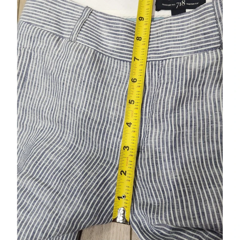 Banana Republic Martin Fit 718 Linen Pants Pinstripe Trousers Blue Women Size 2